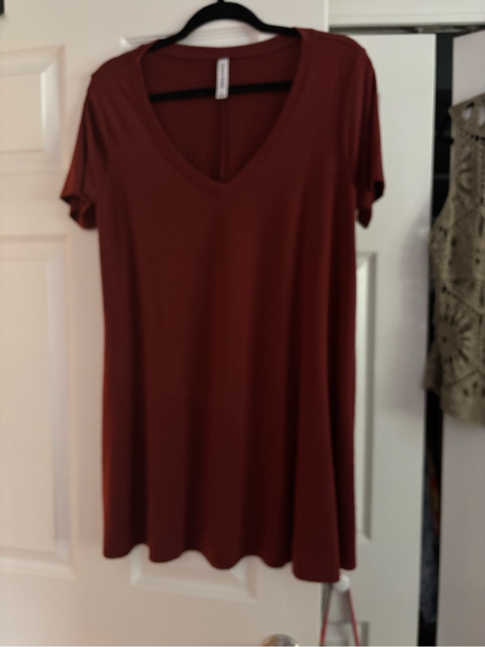 Women’s V-Neck Short Sleeve Tunic in Rust